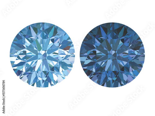 blue light and intense color round diamond and gems brilliant cut, which is designed to maximize light reflection and brilliance.