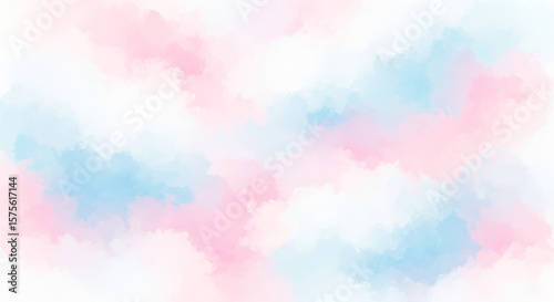 A pastel watercolor background with pink and blue hues
