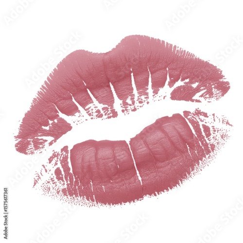 Dusty rose lipstick kiss mark imprint