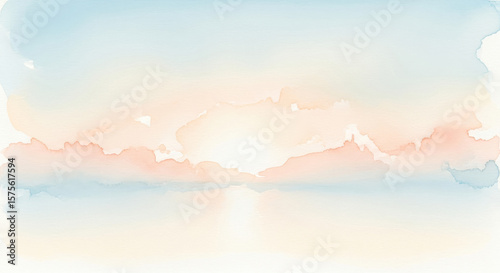 A soft watercolor background with pink and blue sky