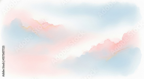 Delicate watercolor wash background with pink and blue hues