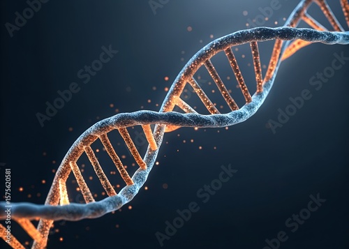 A Stunning Visual Representation of DNA Double Helix Highlighting Genetic Structure with Glowing Particles Emphasizing Its Scientific Significance and Complexity