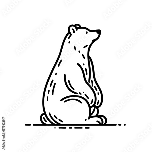 Majestic Polar Bear in Arctic  A Line Art Design