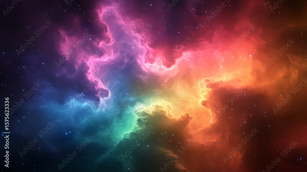 Fototapeta premium Colorful nebula cosmic cloud outer space glowing vibrant fantasy dreamy stars
