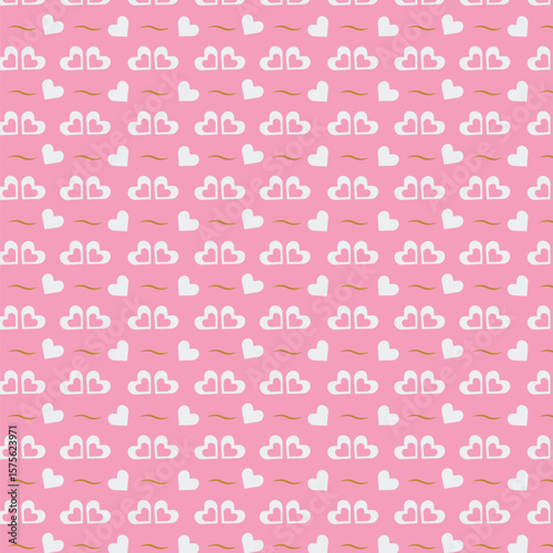 A seamless pattern of soft pink hearts on a white background