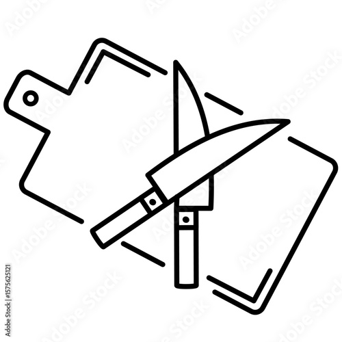 Cutting board with knife icon