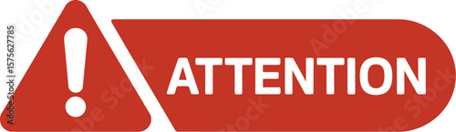 Red attention sign with exclamation mark and rounded rectangle