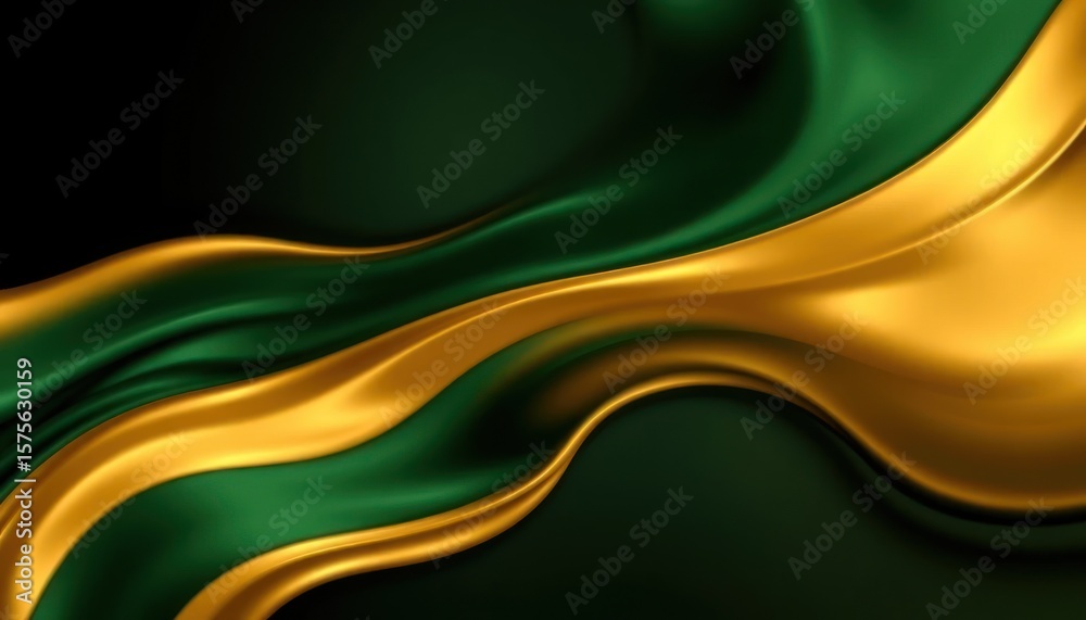 Fototapeta premium Abstract gold and green flowing fabric (1)