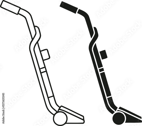 Two stylized icons of a carpet cleaner or floor scrubber machine