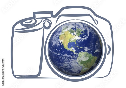Symbol of Camera with earth globe.