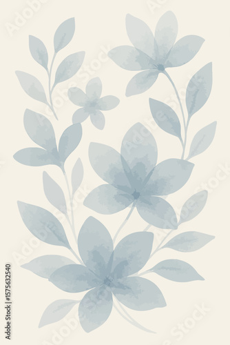 Monochrome Blue Floral Watercolor Design