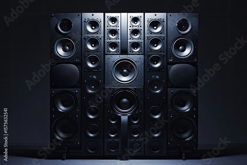big audio speakers on a black background