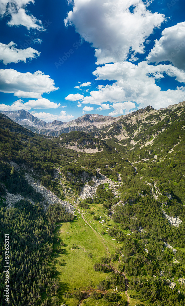 Naklejka premium Amazing Aerial view Pirin Mountain near Vihren hut, Bulgaria