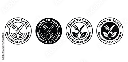 Farm to Table Organic Food Logo Icon Set Vector Design Illustration Template