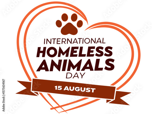 International homeless animals day celebrated on august 15th with a heart and paw print logo