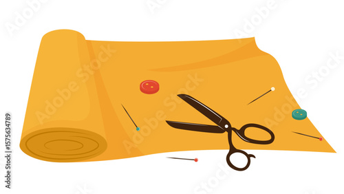 fabric roll and scissors