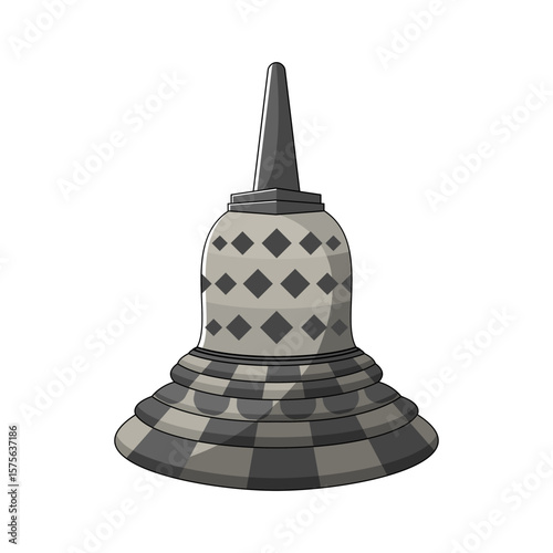 Borobudur Stupa Vector Illustration Black Background
