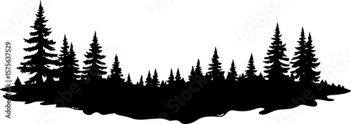 Tree Mountain silhouette vector 