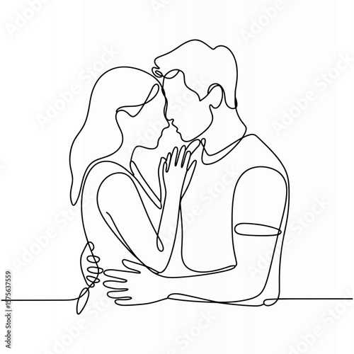 Woman Face Single  continuous Line Art Drawing