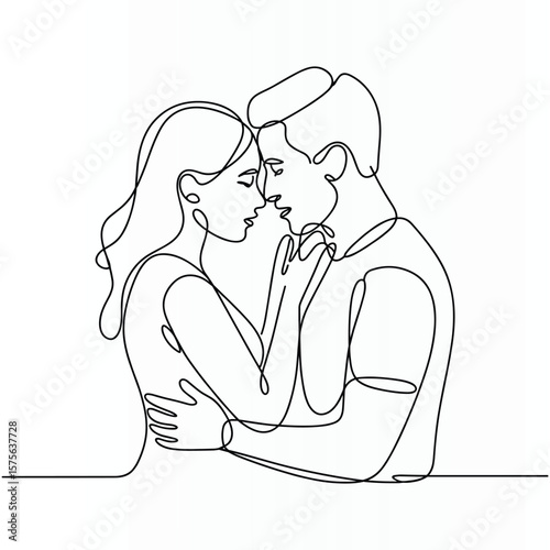 Woman Face Single  continuous Line Art Drawing