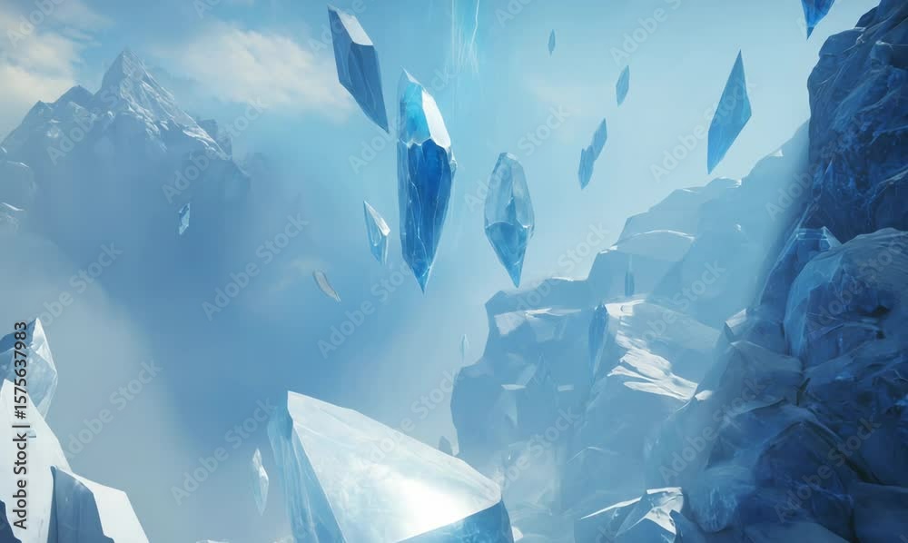 ethereal crystals rotating in a dark void
