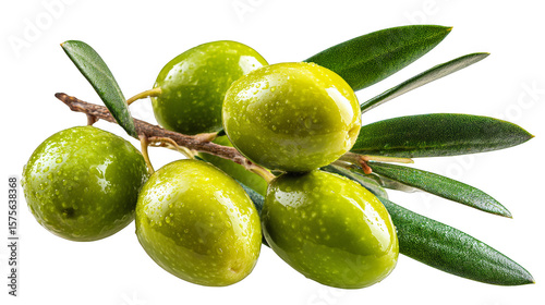 Wallpaper Mural Fresh green olives glistens on a branch against a dark backdrop, showcasing the natural beauty of this popular mediterranean ingredient. Torontodigital.ca