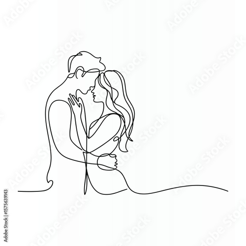 Woman Face Single  continuous Line Art Drawing