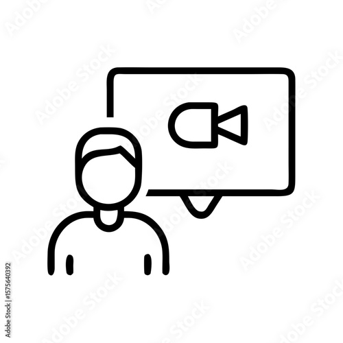 An icon of a man speaking in a videoconference transparent background