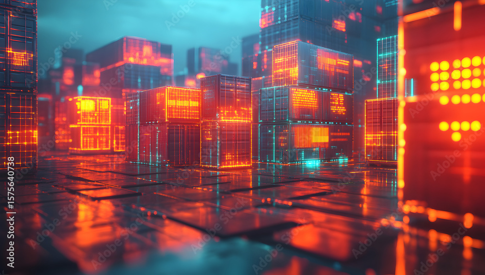 Obraz premium Quantum Computing-Driven Supply Chain Optimization Depicting a Logistics Network Powered by Quantum Processors Calculating Ideal Routing for Maximum Efficiency 28821699 1