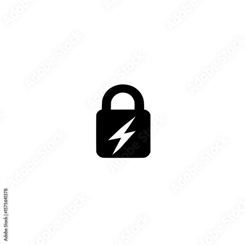 Lightning Bolt Inside Padlock Representing High Voltage Security Dynamic Power and Safety