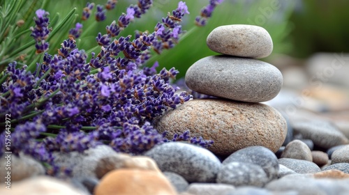 Lavender and stones in natural setting