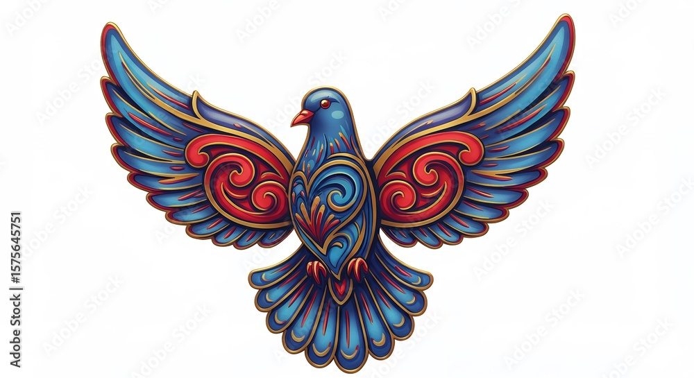 Obraz premium Ornate decorative bird illustration