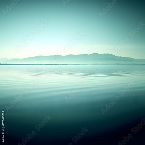 Serene Lake Landscape with Misty Mountains
