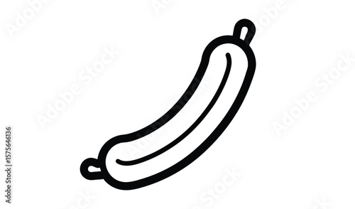 Simple hand drawn outline of a sausage on a white background