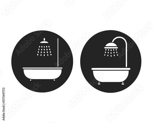 Bathtub and Shower icon silhouette vector illustration