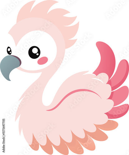 Soft Pink Flamingo Facing Side Vector
