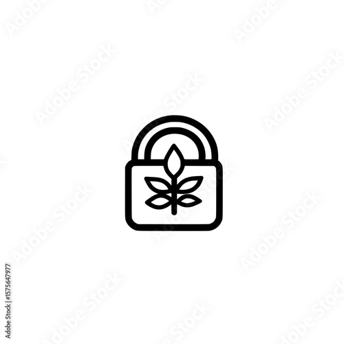 Eco Security Idea with Padlock and Leaves Illustrating Environmental Safety and Green Preservation