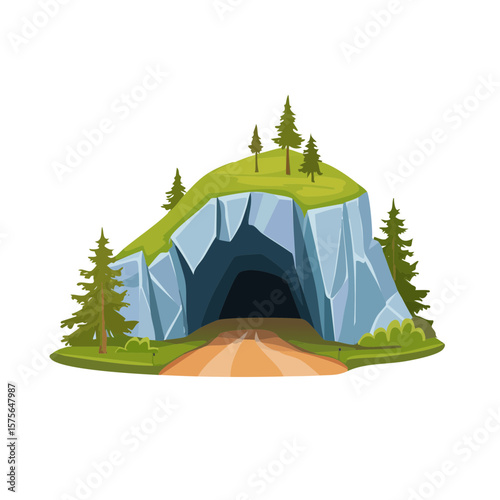 Cave Entrance in Mountain Landscape