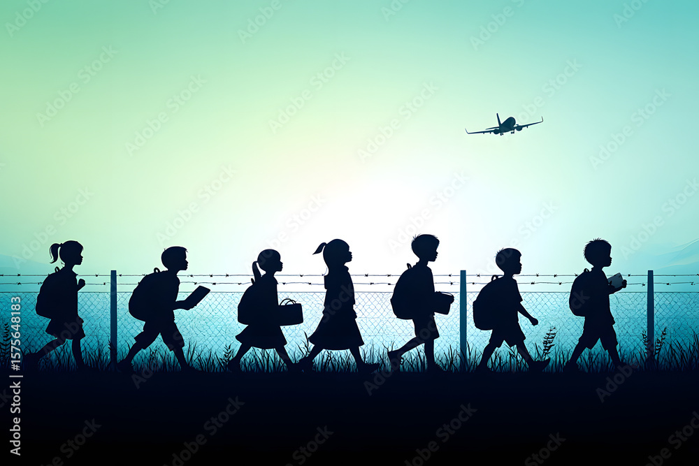 Fototapeta premium Abstract silhouettes of people playing music, dancing, and engaging in sports on the grass, illustrating the evolution of human activity