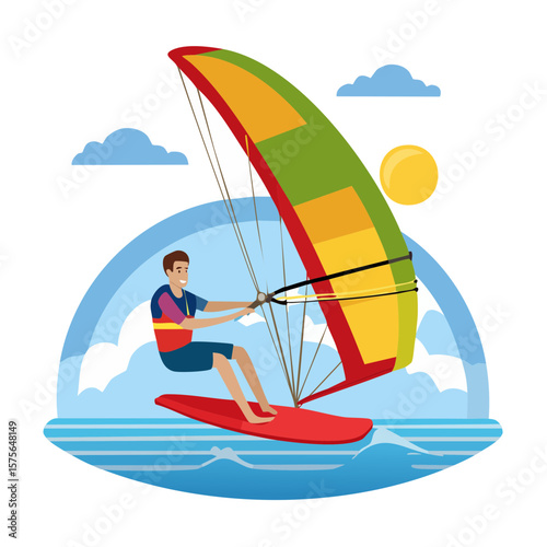 Windsurfer on the Sea: A Day of Adventure