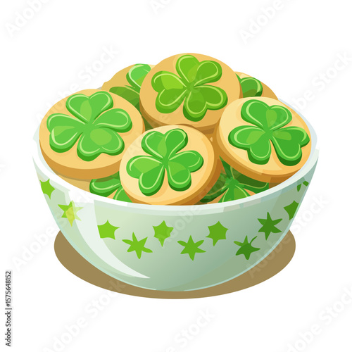 Bowl of Shamrock Cookies for St. Patrick's Day Celebration