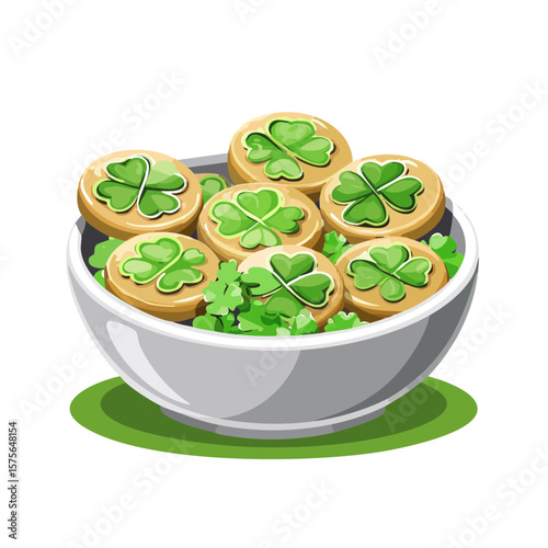 Bowl of Shamrock Cookies for St. Patrick's Day Celebration