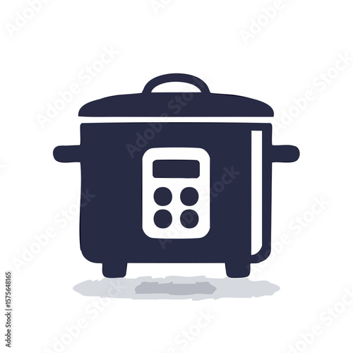 Electric pressure cooker illustration for home cooking kitchen appliance vector. Instant meal preparation culinary aid with a clean design