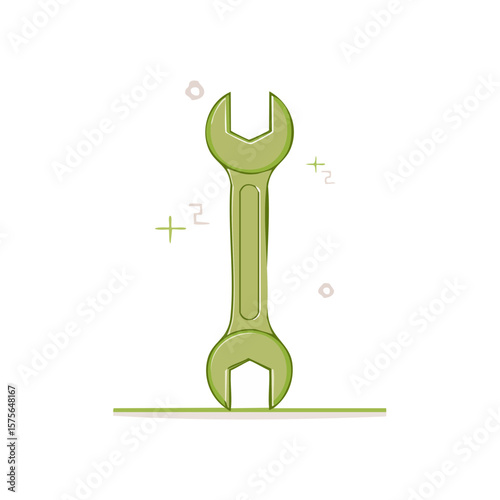 Cartoon illustration of a wrench on a black background Tool maintenance equipment DIY repair concept Creative and playful design