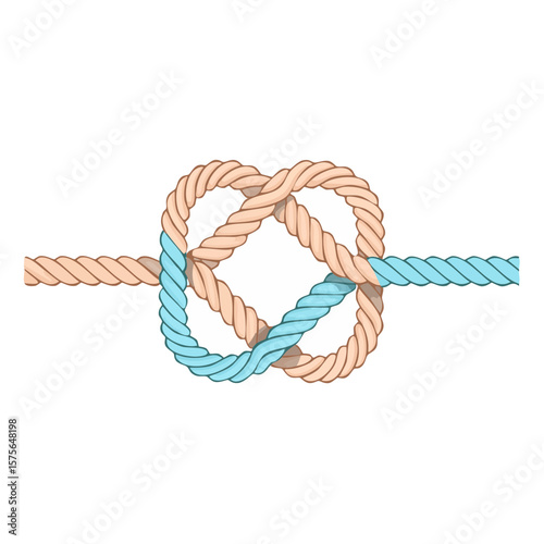 Elegant Figure-Eight Knot with Two-Tone Rope for Decorative Design
