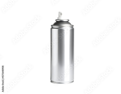 Silver aerosol can on black background
