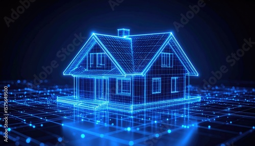 Digital blueprint of a house