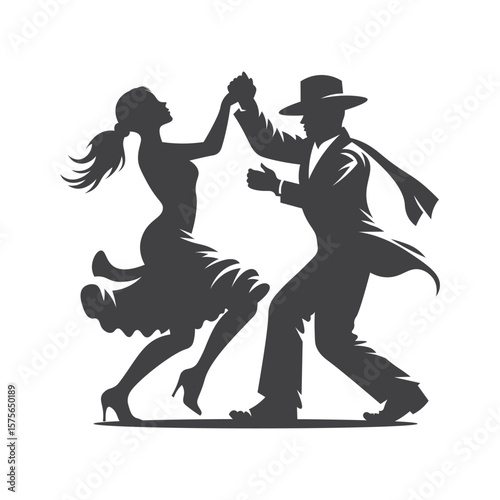 Cultural Cajun Jig Dancer silhouette. Dancer Vector artwork on isolated background.