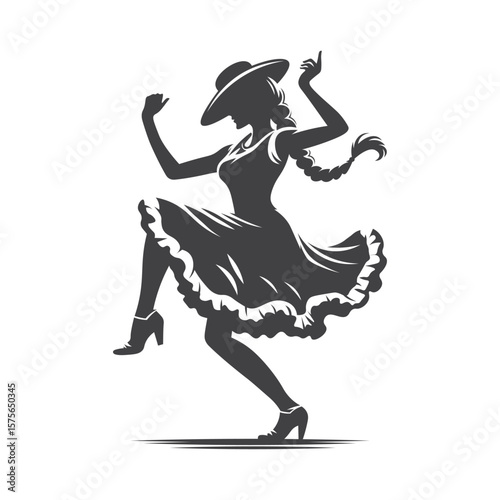 Cultural Cajun Jig Dancer silhouette. Dancer Vector artwork on isolated background.