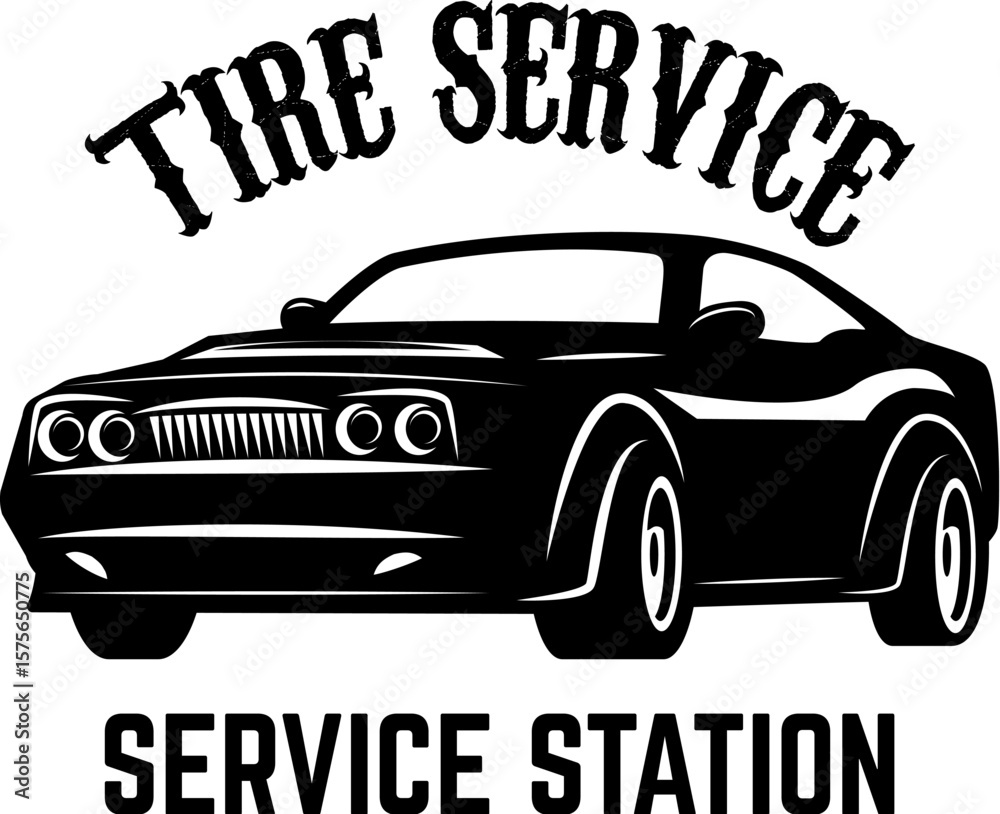 Fototapeta premium Repair service, car rental. Design element for logo, label, sign, poster, t shirt. Vector illustration